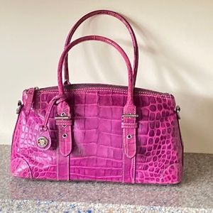 Dooney and Bourke Nile Magenta Croco satchel